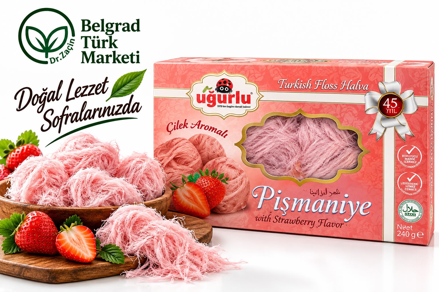 Uğurlu Çilek Aromalı Pişmaniye 240 g