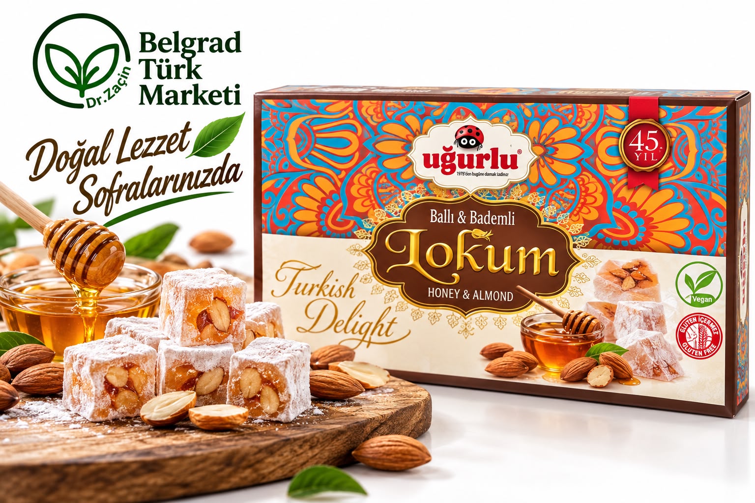 Uğurlu Ballı Bademli Lokum 350 g